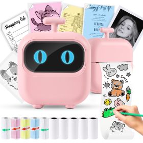 Thermal Mini Printer, X2 Inkless Sticker Maker With Thermal Papers & Sticker Papers, Bluetooth Portable Pocket Phone Printer For Notes, Receipts, Pict (Color: Pink)